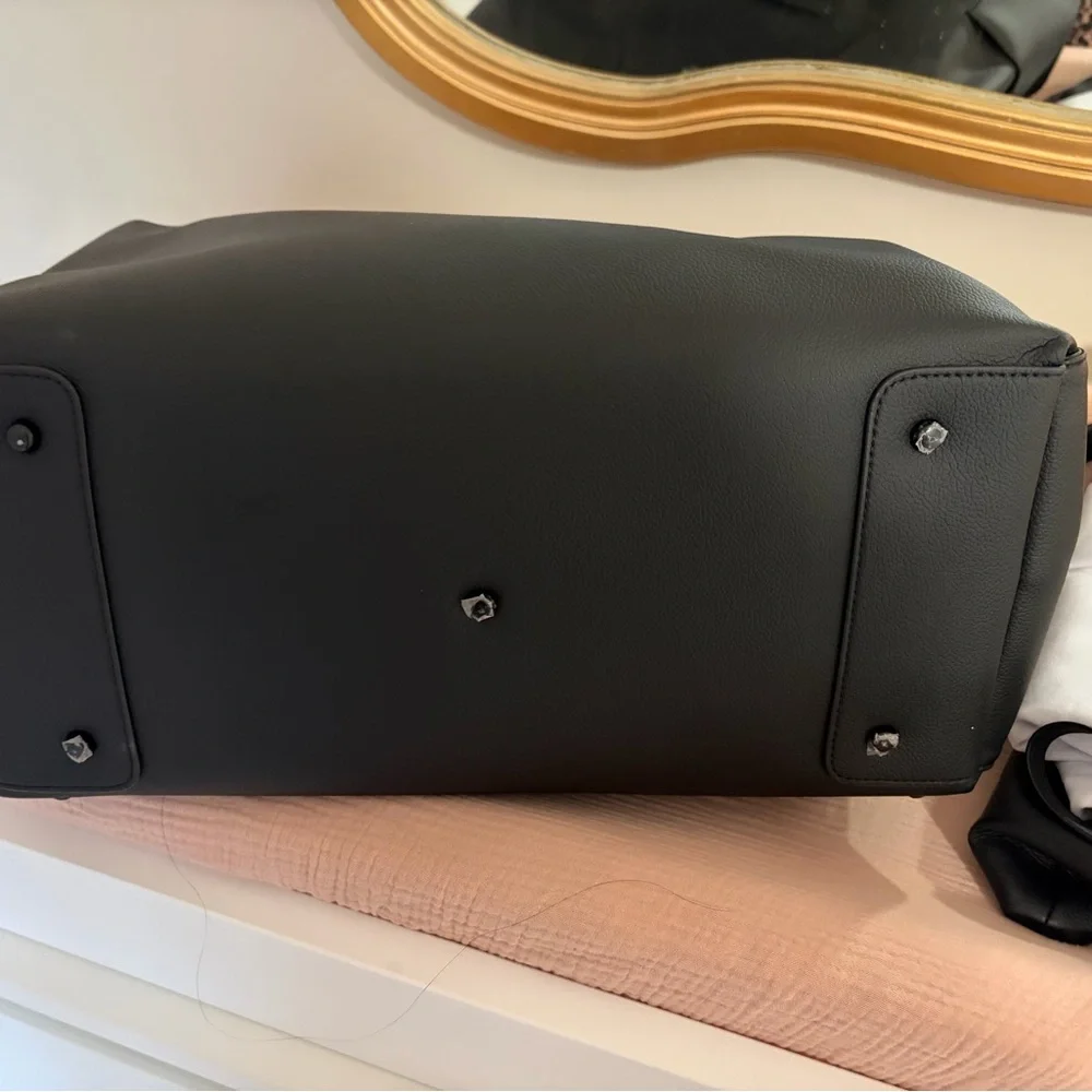 Black Mina Baie diaper bag Full vegan leather